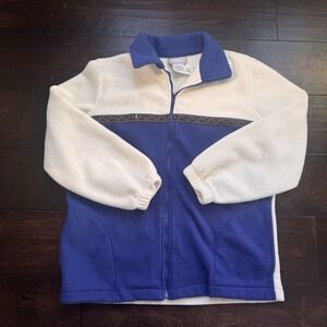 Vintage Blair Fleece Zip Up Jacket Blue And White Aztec Design Medium